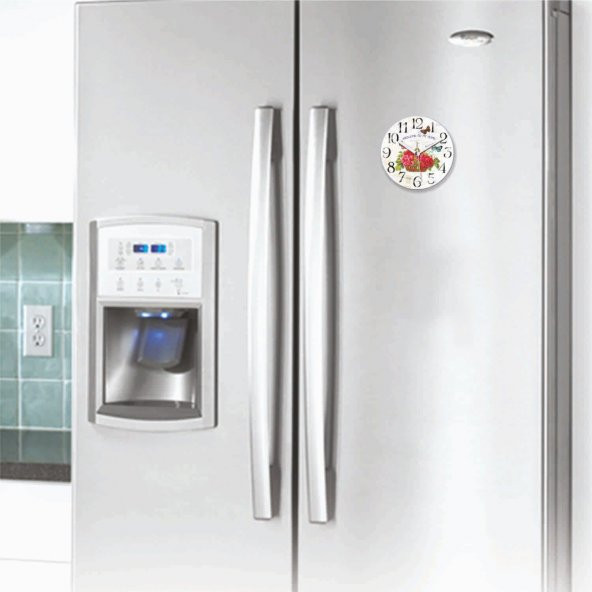 Çiçekli Bombe Camlı Mıknatıslı Buzdolabı Saati - Resim 2