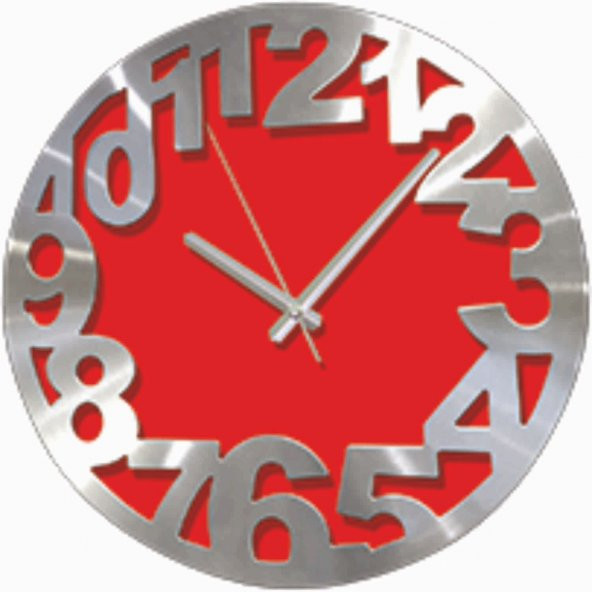 Kırmızı Alüminyum Kalın Kadran Time Duvar Saati