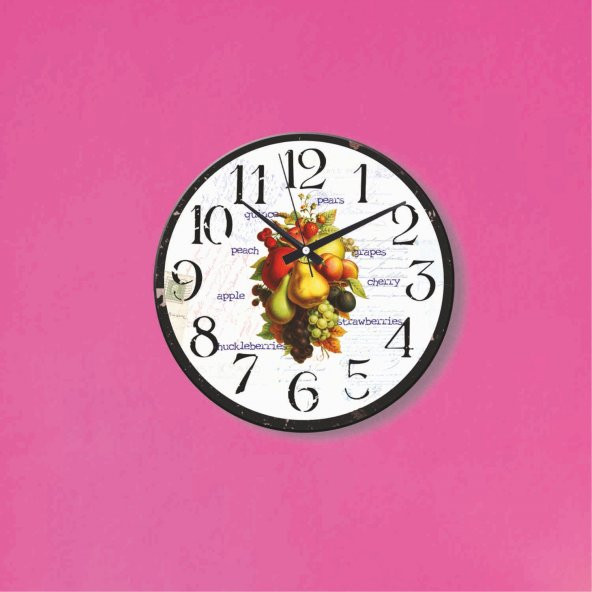Meyveler Mutfak Okul Anaokulu Ofis Ev Duvar Saati