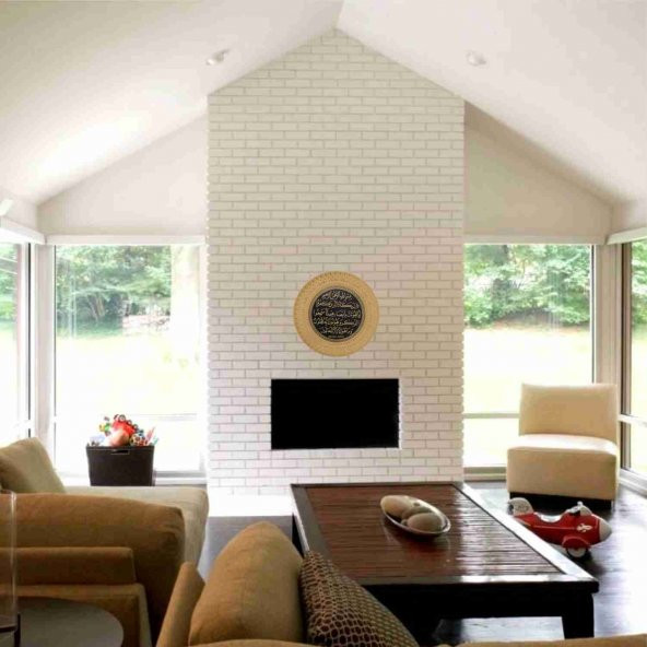 Altın Varak Kabartma Duvar Masa Vitrin Dresuar Konsol İçin 35 cm Nazar Ayeti Dini Tabak Obje Süs - 2