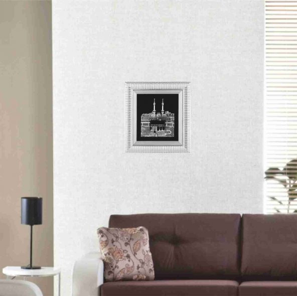 Gümüş Yaldız Çift Çerçeve Duvara Asılabilir Kabe Tablo - Resim 2