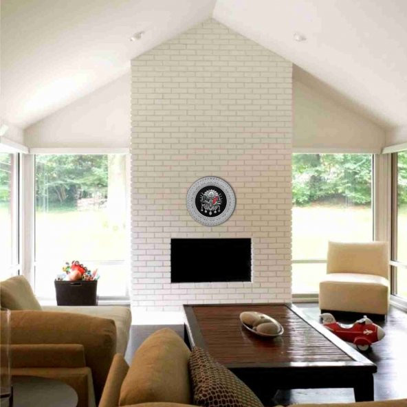 Üç Hilalli 35 cm Tabak Gümüş Varaklı Osmanlı Arması Duvar Masa Sehpa Etajer Konsol Pano Obje Süs - 2