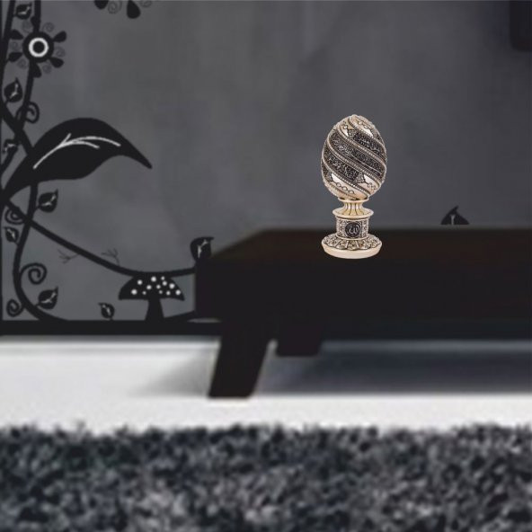 Ayet-el Kürsi İşleme Taşlı Sarı Yaldız Külçe Biblo Küpeşte Topuzu - Resim 2