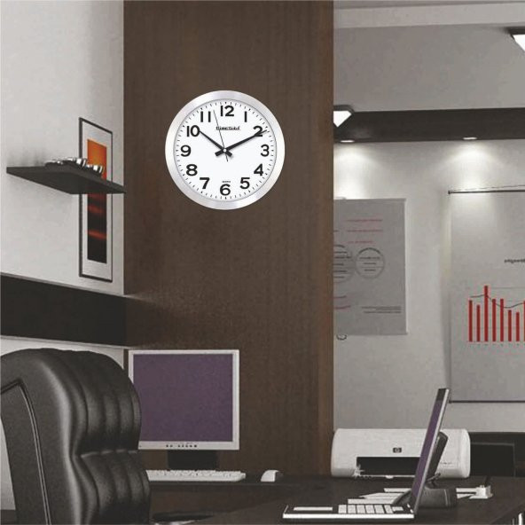 Aluminyum Çerçeve Ofis Otel İşyeri Sade Duvar Saati - 2
