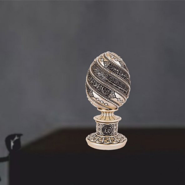 Ayet-el Kürsi İşleme Taşlı Sarı Yaldız Külçe Biblo Küpeşte Topuzu - Resim 3