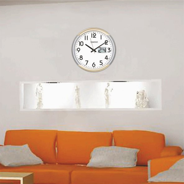 Dijital Takvimli Mekanik Klasik Sessiz Büyük İşyeri Duvar Saati - Resim 2