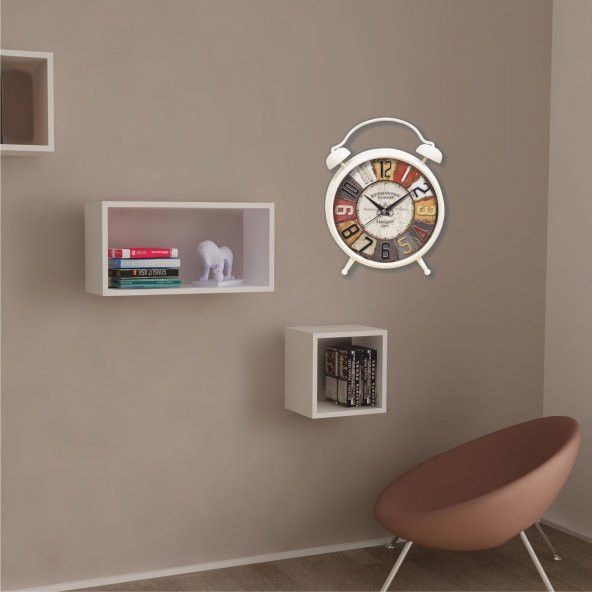 Renkli Rakamlar Çalar Saat Görünümlü Ayaklı Masa ve Duvar Saati - 3