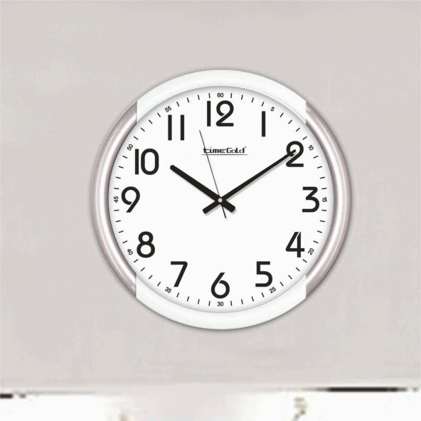 Gümüş Renk Çerçeve Ofis İşyeri Otel Resepsiyon Duvar Saati - Resim 3