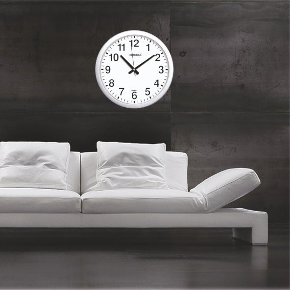 Okul İşyeri Karakol Otel Odası Büyük Rakamlı Metalize Duvar Saati - 2