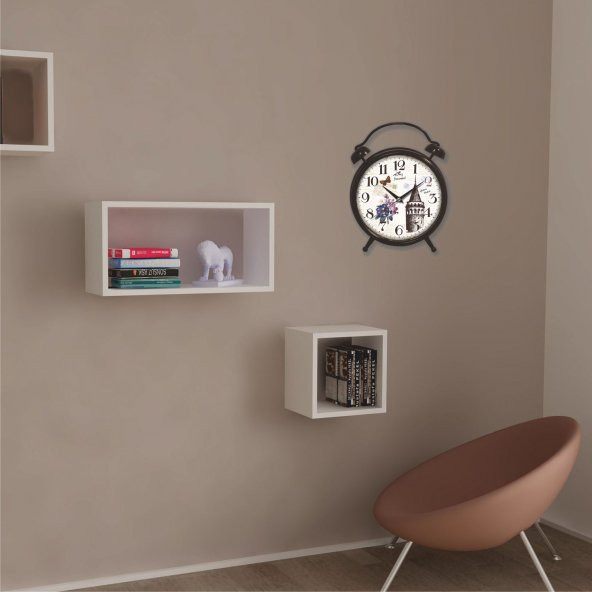 Nostaljik Galata İstanbul Manzaralı Ayaklı Masa ve Duvar Saati - Resim 3