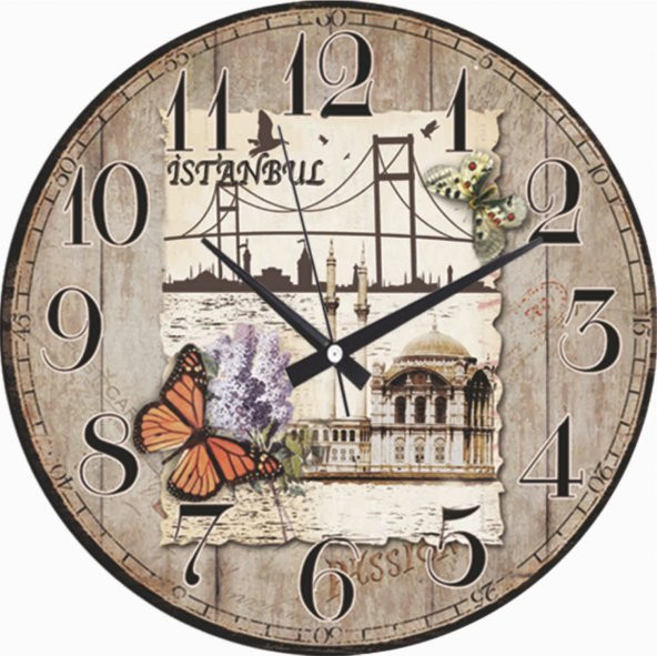 Ortaköy Boğaz Köprü Manzaralı 35cm Büyük Bombe Camlı Duvar Saati