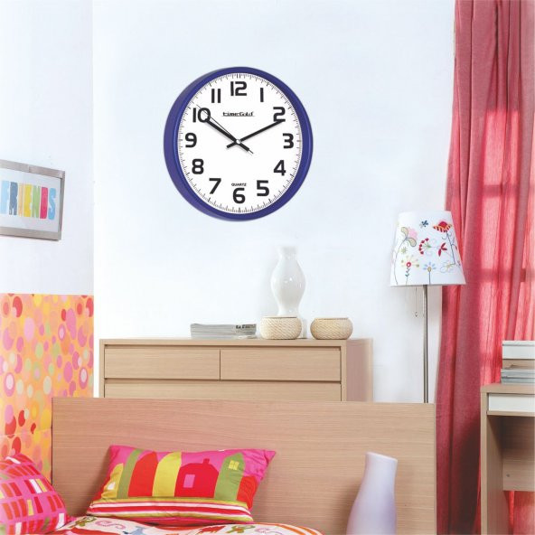 Mavi Çerçeve Okunaklı Okul Karakol Ev Ofis İşyeri Duvar Saati - 2