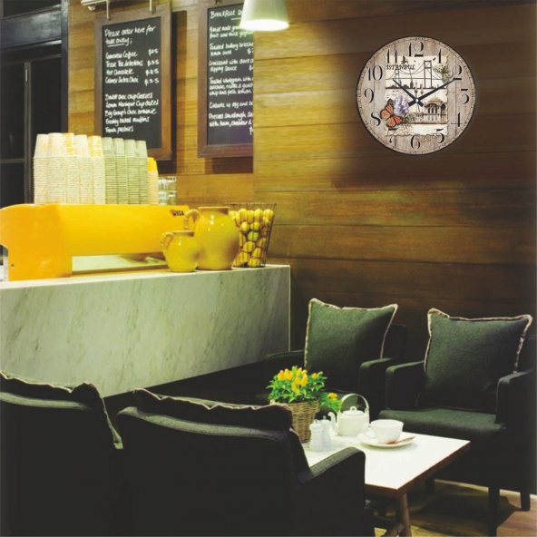 Ortaköy Boğaz Köprü Manzaralı 35cm Büyük Bombe Camlı Duvar Saati - 2