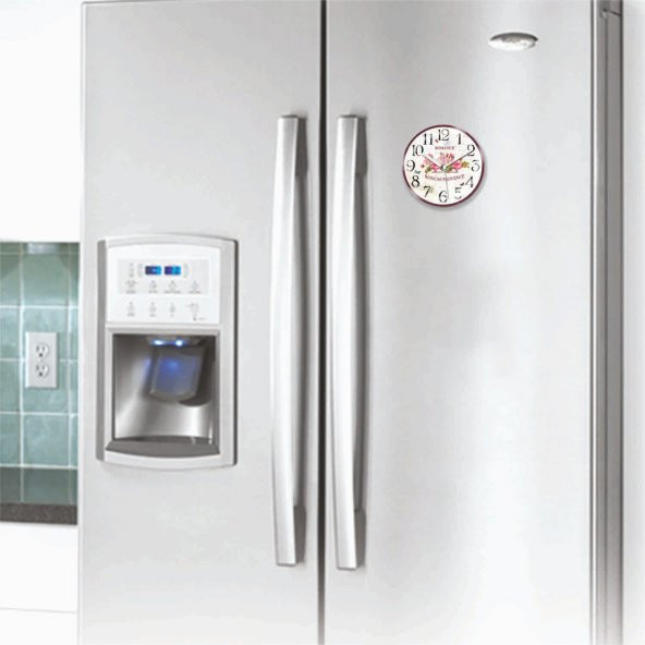 Bombe Camlı Buzdolabı Mıknatıslı ve Duvara Asılabilen Saat - Resim 2