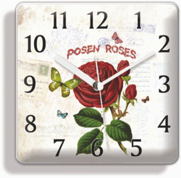 Gonca Gül Mutfak Buzdolabı Mıknatıslı ve duvara asılabilen Saat