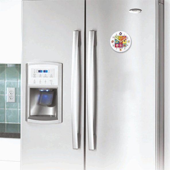 Papatyalı Buzdolabı Mıknatıslı ve Duvara Asılabilen Saat - Resim 2