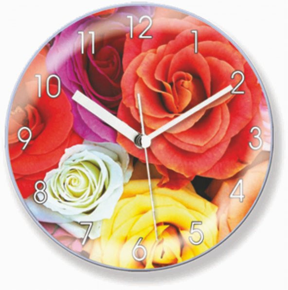 Renkli Güller Mıknatıslı ve Askılı Mini Saat