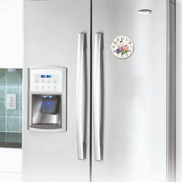 Bombe Camlı Buzdolabı Mıknatıslı ve Duvara Asılabilen Saat - Resim 2