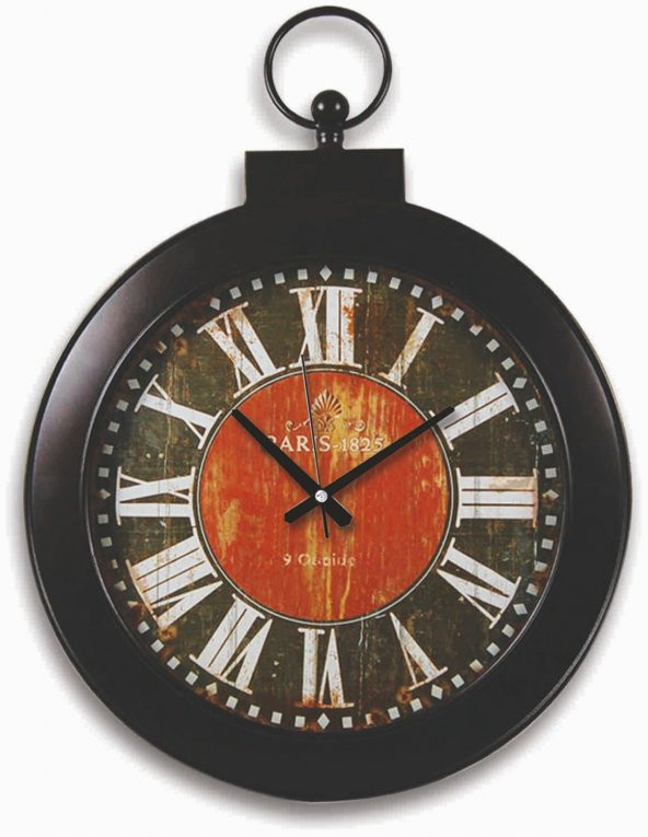 Dev Metal Köstekli Koyu Renk Tasarım Duvar Saati 61cmx81cm ürün görseli 1