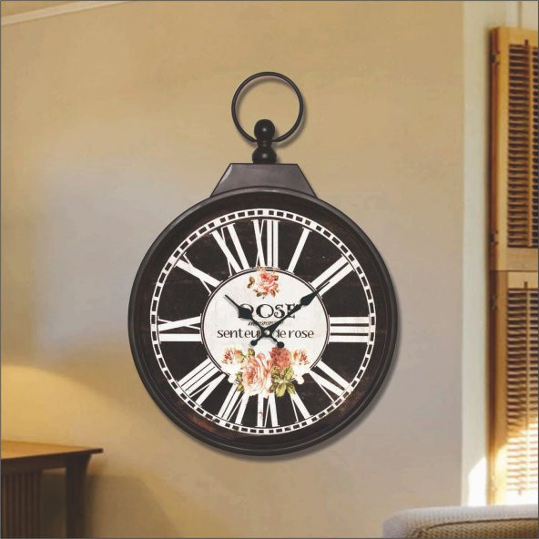 Metal Siyah Flowers Köstek Karşılama Otel Odası Duvar Saati - Resim 3