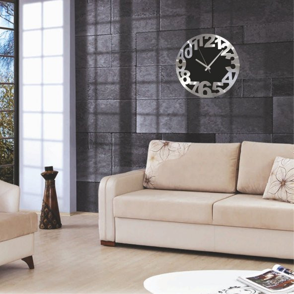 Siyah Alüminyum Kalın Kadran Okunaklı Büyük Ofis Duvar Saati - Resim 3