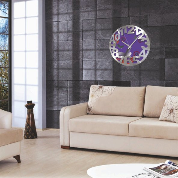 Kelebek Desenli Alüminyum Kalın Kadran Duvar Saati - Resim 2