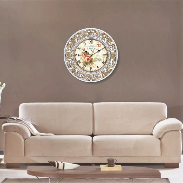 Family Ev Okul İşyeri Resepsiyon İşlemeli Çerçeve Duvar Saati - 2
