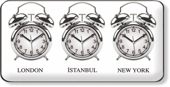 Çoklu Saat Resepsiyon Karşılama Otel Ofis 3lü Dünya Saati