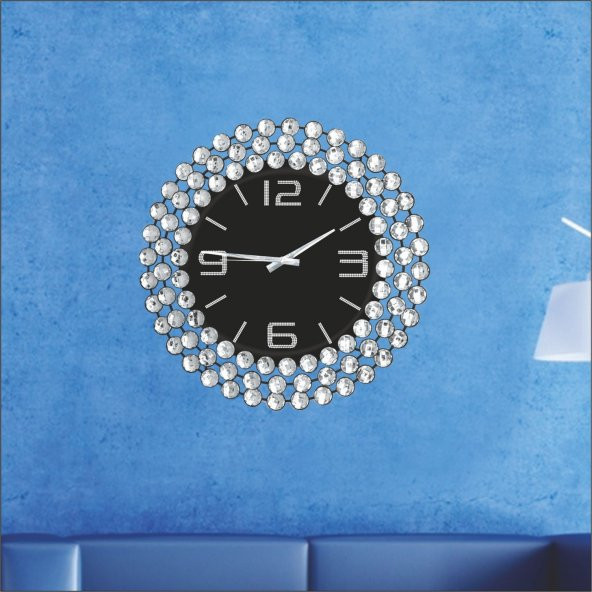 En Değerli Kaliteli Çok Taşlı Çerçeve Kabartma Rakkam Duvar Saati - Resim 3