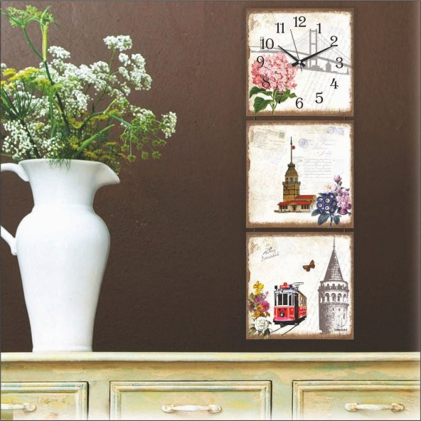 Mdf Nostaljik Manzara Tablo Duvar Saati - Resim 2
