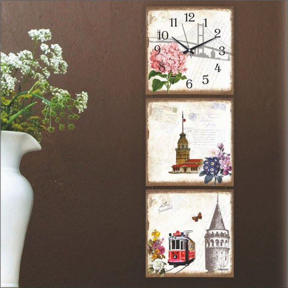 Mdf Nostaljik Manzara Tablo Duvar Saati - Resim 3