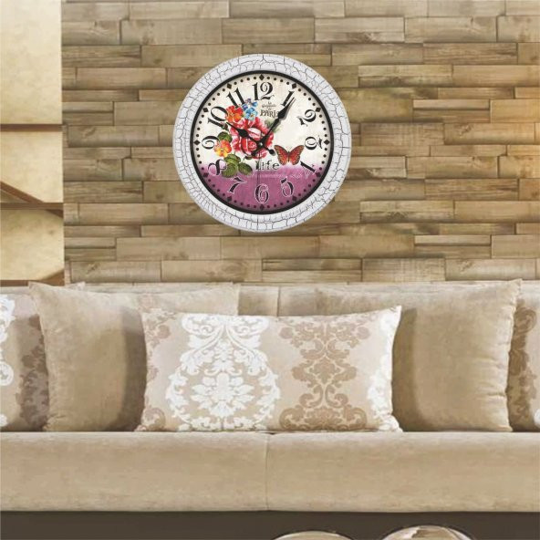 Çatlatma Boyalı Retro Duvar Saati - Resim 2