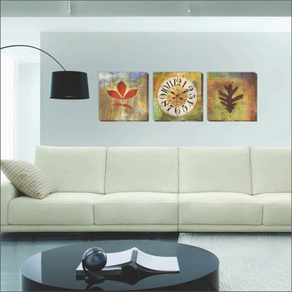Yapraklar Kanvas Tablo Duvar Saati - Resim 2