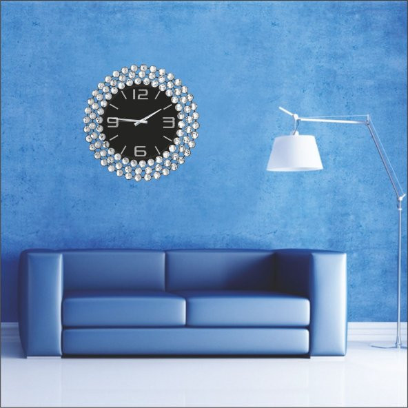 En Değerli Kaliteli Çok Taşlı Çerçeve Kabartma Rakkam Duvar Saati - Resim 2