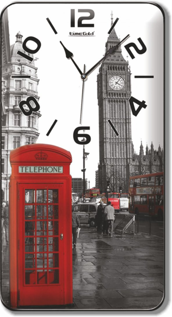Londra Saat Kulesi Kırmızı Telefon Kulübesi Manzaralı Duvar Saati