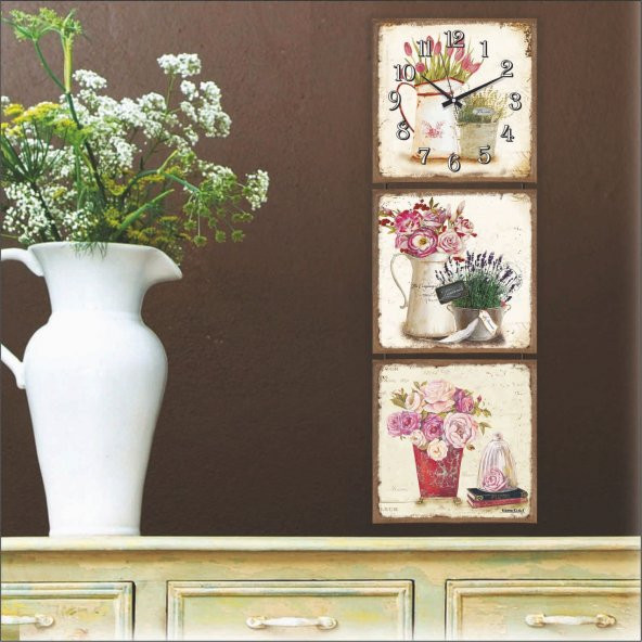Mdf Vazoda Çiçekler Tablo Duvar Saati - Resim 2
