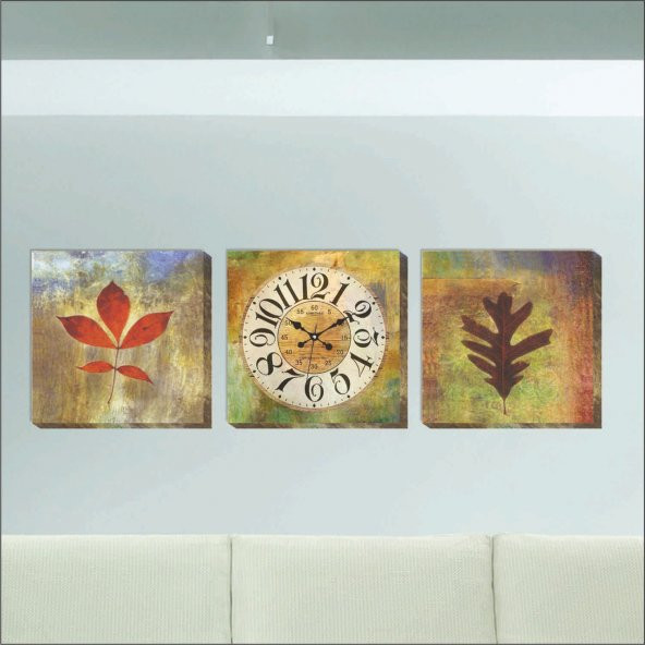 Yapraklar Kanvas Tablo Duvar Saati - Resim 3