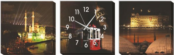 İstanbul ve Gece Kanvas Tablo Duvar Saati