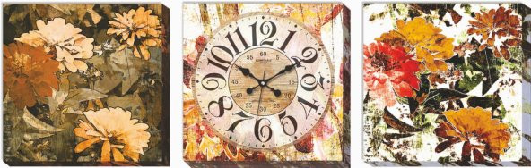 Sonbahar Çiçekleri Kanvas Tablo Saat