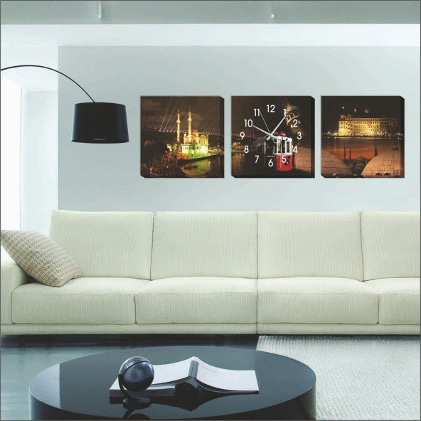 İstanbul ve Gece Kanvas Tablo Duvar Saati - 2