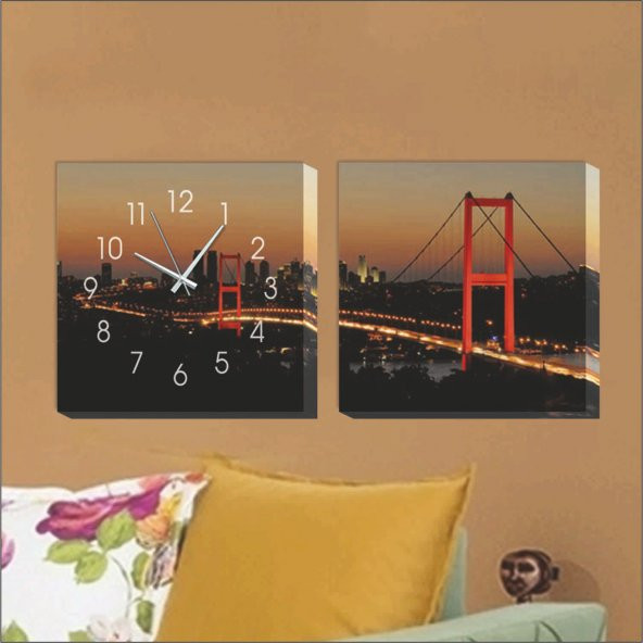 Boğaz Köprüsü Kanvas Tablo Duvar Saati - 3