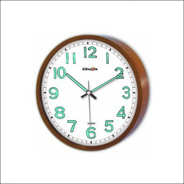 Fosforlu Karanlıkta Okunabilen 22cm Ahşap Dekor Duvar Saati - 2