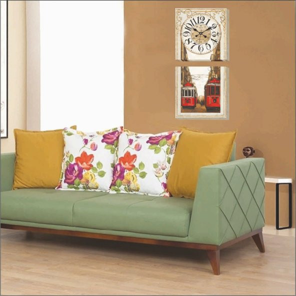 İstanbul Taksim Tramvay Tramway Tranvay Kanvas Tablo Duvar Saati - Resim 2