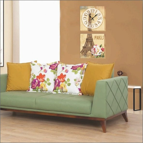 Paris Eyfel Kanvas Tablo Duvar Saati - Resim 2