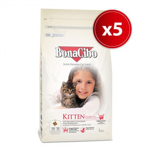 Bonacibo Kitten Tavuklu Yavru Kedi Maması 1.5 Kilo x 5 Adet