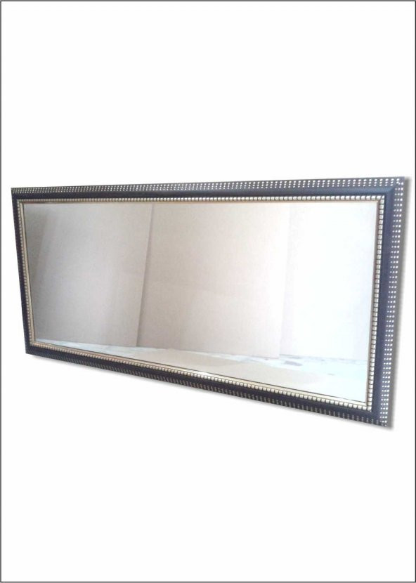 110x55cm Ahşap Çerçeveli Yaldızlı Kahverengi Cam Boy Aynası - 2