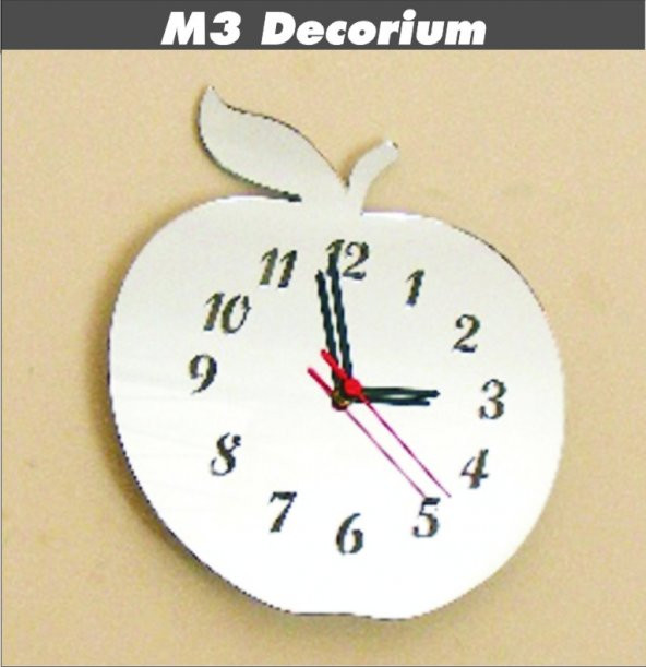 M3 Decorium Elma Dekoratif Ayna Saat