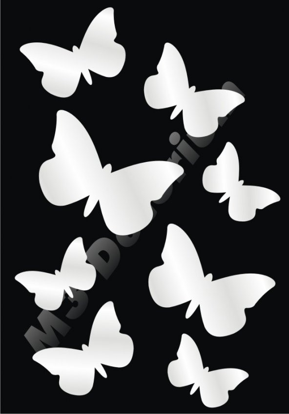 Kelebekler Kelebekcikler Kapı Yanı Süsleme Kalın Dekoratif Ayna