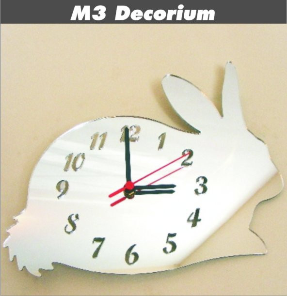 M3 Decorium Tavşan Dekoratif Ayna Saat ürün görseli 1