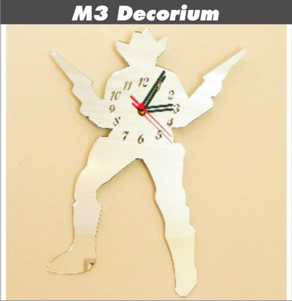 M3 Decorium Kovboy Dekoratif Ayna Saat"